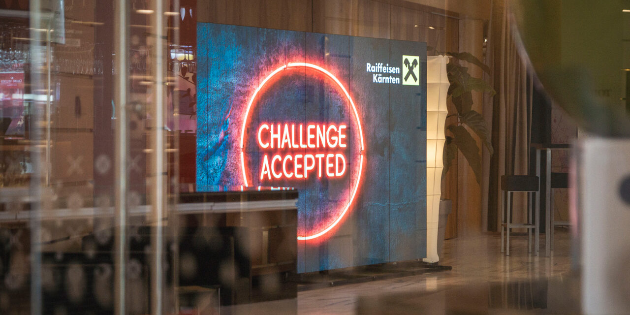 LED Totems beim Event von Raiffiesenbank Kärnten.