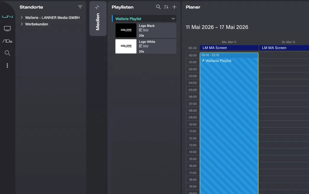 wallerie-studio-digital-signage-software-playlist Screeenshot Digital Signage Software Playlist